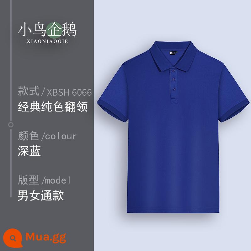 Quần áo làm việc tùy chỉnh T-shirt quần áo làm việc tùy chỉnh-thực hiện đội mùa hè cotton văn hóa quảng cáo áo POLO ngắn tay in LOGO - Một màu xanh đậm