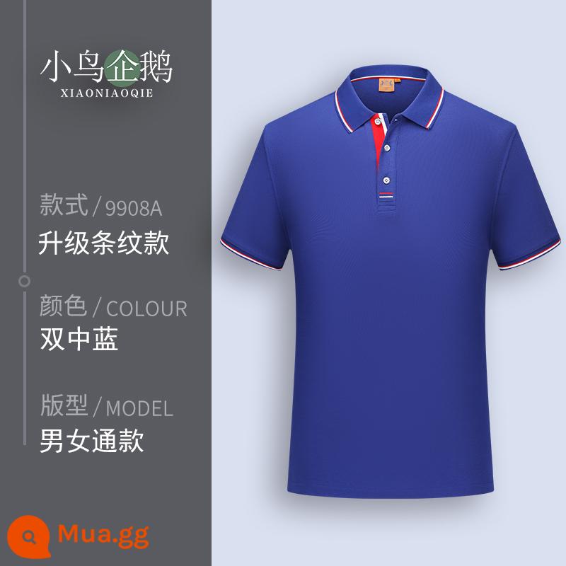 Quần áo làm việc tùy chỉnh T-shirt quần áo làm việc tùy chỉnh-thực hiện đội mùa hè cotton văn hóa quảng cáo áo POLO ngắn tay in LOGO - C đôi màu xanh vừa