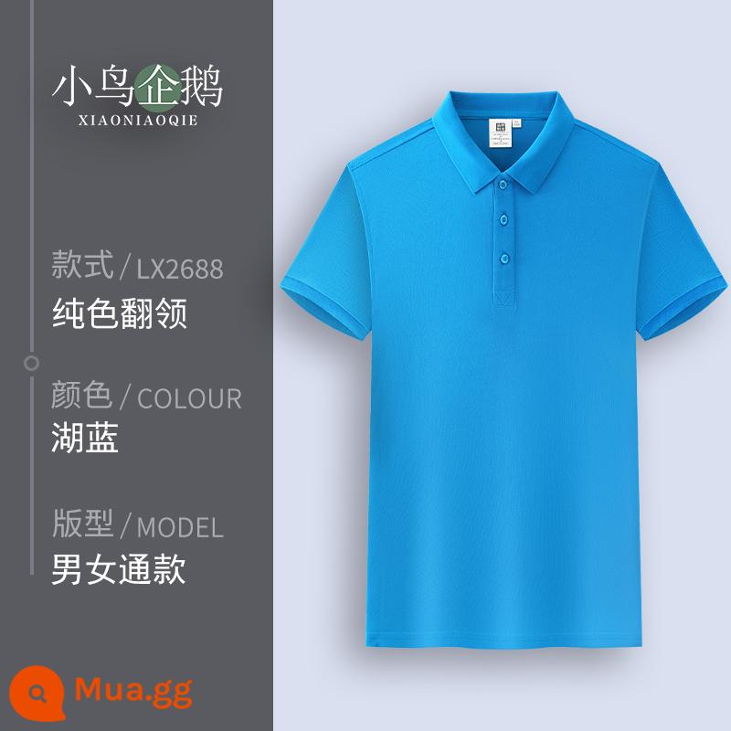 Quần áo làm việc tùy chỉnh T-shirt quần áo làm việc tùy chỉnh-thực hiện đội mùa hè cotton văn hóa quảng cáo áo POLO ngắn tay in LOGO - Hồ G xanh