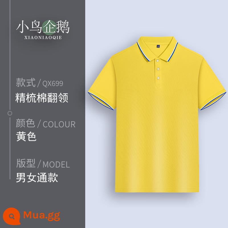 Quần áo làm việc tùy chỉnh T-shirt quần áo làm việc tùy chỉnh-thực hiện đội mùa hè cotton văn hóa quảng cáo áo POLO ngắn tay in LOGO - màu vàng