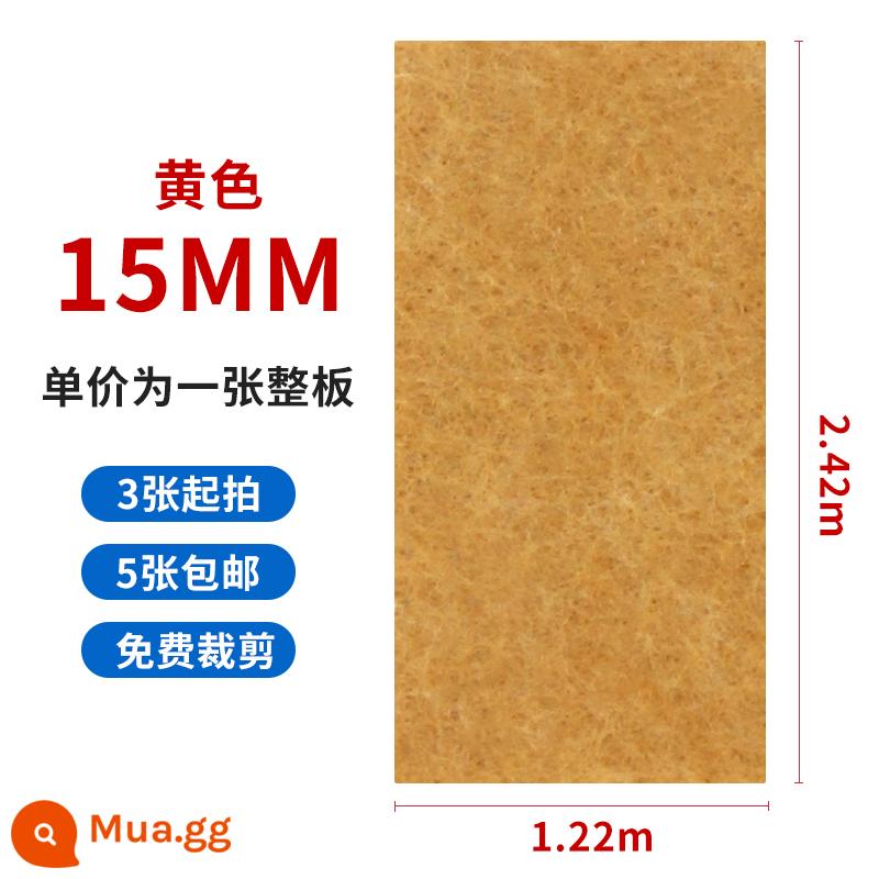 Tấm hấp thụ âm thanh bằng sợi polyester 15MM Tấm cách âm KTV Tấm tường dày đặc biệt Bông hấp thụ âm thanh Tường hấp thụ âm thanh chống va chạm - [Vàng] Siêu dày và mật độ cao 15mm, toàn bộ bảng là 1,22 * 2,42 mét