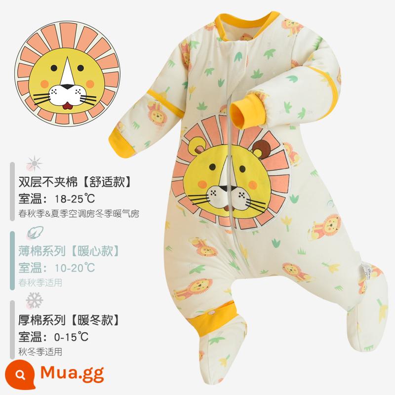 Túi ngủ của bé Mùa xuân và Bông mùa thu, đá chống lại trẻ em, Cổ vật, Chân cotton Big Kids Cotton bị ức chế, Mùa thu và mùa đông dày bốn mùa - Simba Lion [cotton mỏng kháng khuẩn xuân thu]