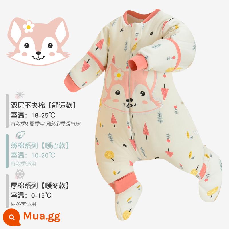 Túi ngủ của bé Mùa xuân và Bông mùa thu, đá chống lại trẻ em, Cổ vật, Chân cotton Big Kids Cotton bị ức chế, Mùa thu và mùa đông dày bốn mùa - Fox Princess [cotton mỏng kháng khuẩn và kháng khuẩn phong cách xuân thu]