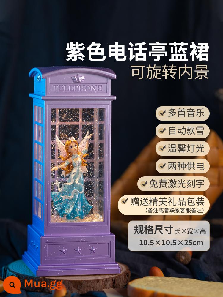 Hộp Nhạc Công Chúa Elsa Hộp Nhạc Frozen Elsa Quả Cầu Pha Lê Bé Gái Bé Gái Quà Tặng Sinh Nhật Trẻ Em - Vòng quay "Buồng điện thoại màu tím" và trang phục "Xanh" của Công chúa Vinnie