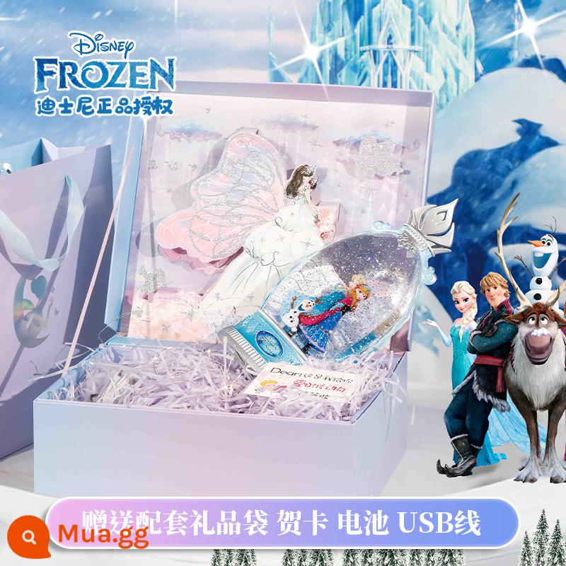 Giáng Sinh Hộp Nhạc Công Chúa Aisha Frozen Quả Cầu Pha Lê Bé Gái Aisha Cô Bé Hộp Nhạc Quà Tặng Sinh Nhật - Hộp Quà Cao Cấp Màu Tím "Vương Miện" Của Elsa