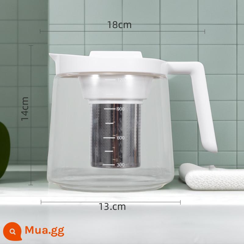 Máy trà cách nhiệt Thủy tinh Nước nước uống Máy uống Chung Bubble - 1,2 lít borosilicate [trắng] ngọn lửa mở/lò tinh thể đen/chống cháy nổ và chịu nhiệt độ cao