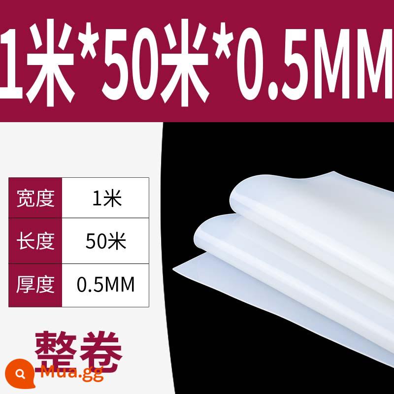 Tấm cao su silicon gia công cao su chịu nhiệt độ cao Đệm đệm chống sốc Gioăng silicon Cao su silicon dày 13510mm đàn hồi cao - [Cuộn đầy đủ 0,5mm] 1 mét * 50 mét