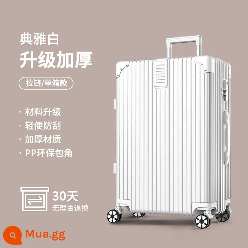 Vali Hành Lý Cho Nữ Nhỏ Nhẹ Xe Đẩy Du Lịch Trường Hợp 20-Inch Học Sinh Tắt Tiếng Đa Năng Bánh Xe Mật Khẩu Lên Máy Bay Bao Da dành Cho Nam - Màu trắng thanh lịch [Hộp nâng cấp]