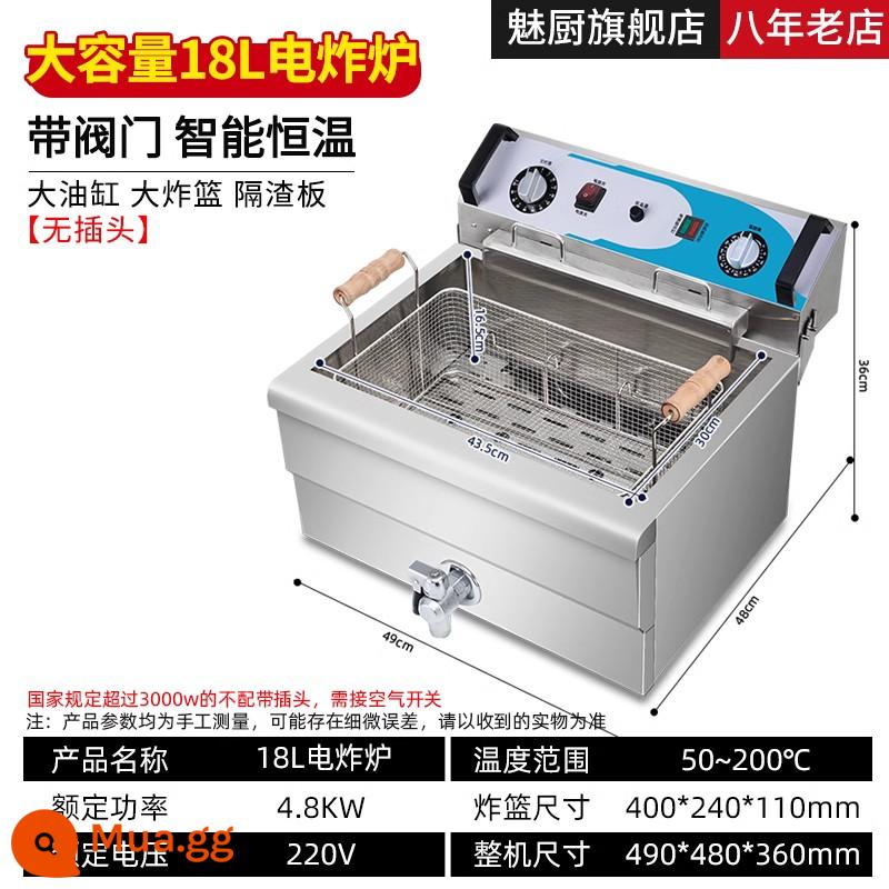 Charm Kitchen Fryer Bếp chiên điện thương mại Gian hàng Gas Xiên chiên Khoai tây chiên Que chiên Máy chiên nhiệt độ không đổi Nồi chiên điện - [Dung tích lớn mới] Van dầu lớn 18L, giỏ chiên dày, nhiệt độ không đổi thông minh