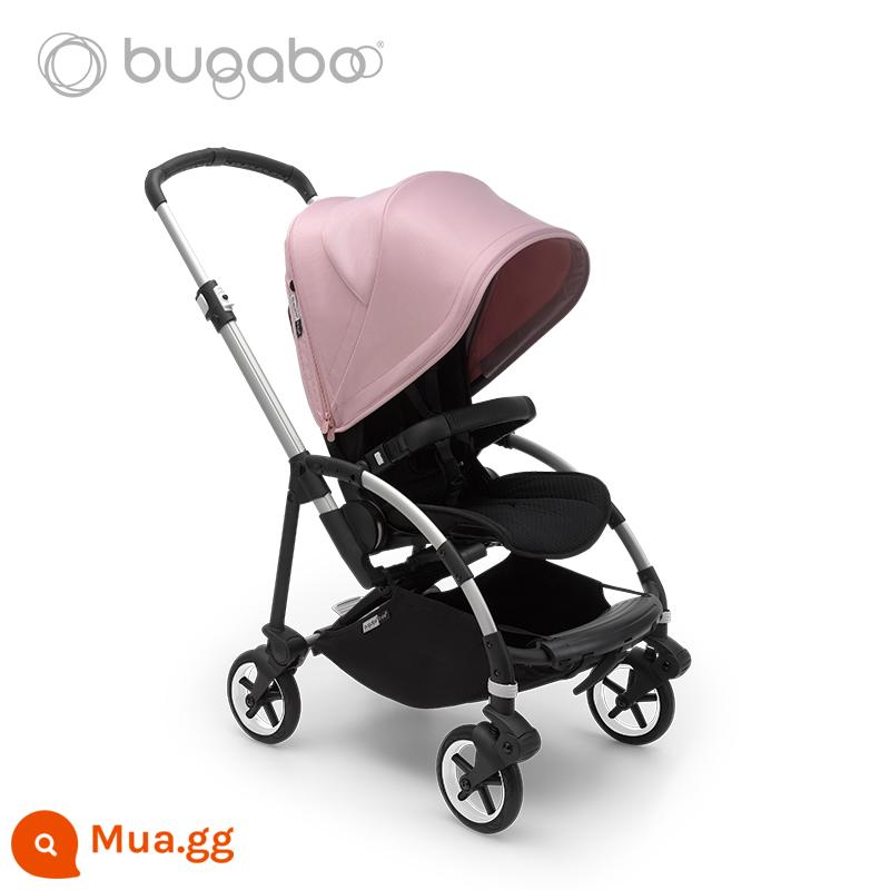 Xe đẩy em bé BUGABOO BEE6 có thể ngồi, nằm nhẹ, có thể gập 2 chiều, chống sốc - Khung bạc, mui xe màu hồng và ghế màu đen