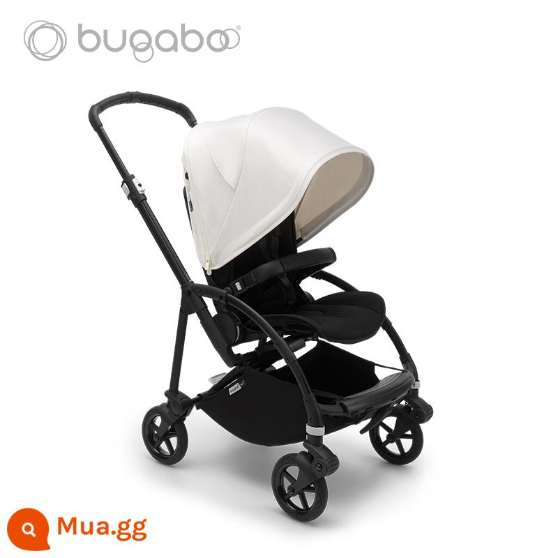 Xe đẩy em bé BUGABOO BEE6 có thể ngồi, nằm nhẹ, có thể gập 2 chiều, chống sốc - Khung đen, mái hiên trắng mới và ghế đen