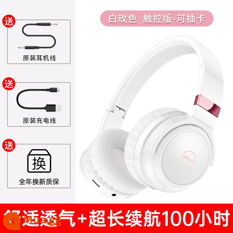 Lưu trữ sản phẩm Picun B-01S Tai nghe Bluetooth gắn trên đầu máy tính không dây với tai nghe trò chơi lúa mì giảm tiếng ồn chế độ chờ siêu dài - [Khuyến nghị camera quan sát] Màu trắng hồng ◆Phiên bản cảm ứng [AI Smart Touch★Thời lượng pin siêu dài 100 giờ]