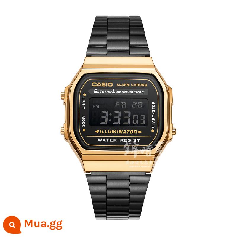 Gửi thư trực tiếp ở nước ngoài Đồng hồ CASIO nam và nữ nhỏ màu vàng đồng hồ mặt vuông nhỏ bạc nhỏ đồng hồ điện tử cổ điển A168/158 - Mẫu nam A168WEGB-1B