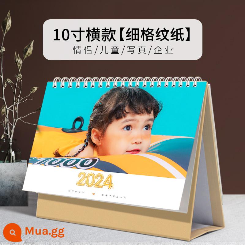 Lịch để bàn tùy chỉnh 2023 lịch để bản đồ tùy chỉnh năm con thỏ ảnh bé sáng tạo tự làm doanh nghiệp in logo sản xuất - Phiên bản ngang 10 inch [giấy lưới mịn]