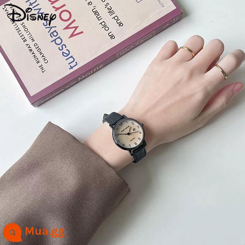 Đồng hồ Disney cho học sinh nữ, học sinh cấp 2, cấp 3, nữ sinh, công chức, máy im lặng, nữ thi - Thời trang và đa năng-Đen nửa đêm [Thắt lưng mềm mại và thoải mái]