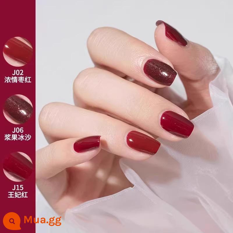 3 lọ sơn móng tay màu nude 9.9 2023 mới mùa thu đông không cần nướng khô nhanh bền bền xé được trong suốt - (J02 Passionate Date Red + J06 Berry Smoothie + J15 Princess Red)