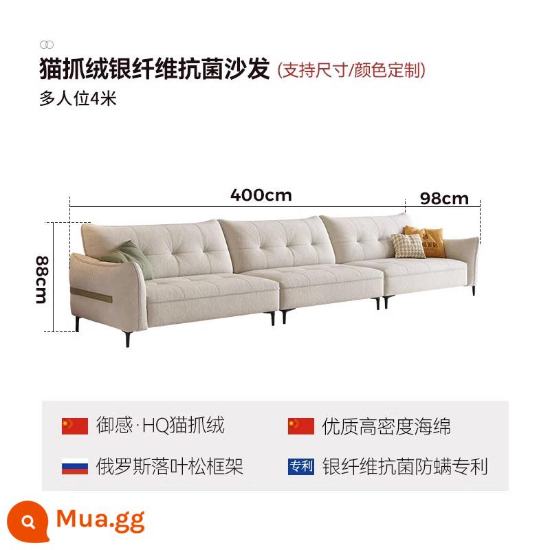 Sofa vải nhung đắp nổi chống mèo cào căn hộ chung cư nhỏ sảnh ngang đơn giản hiện đại sofa hàng thẳng màu đỏ 4 người - [Túi ngồi không bị xẹp] Ghế dài hơn 4,0 mét