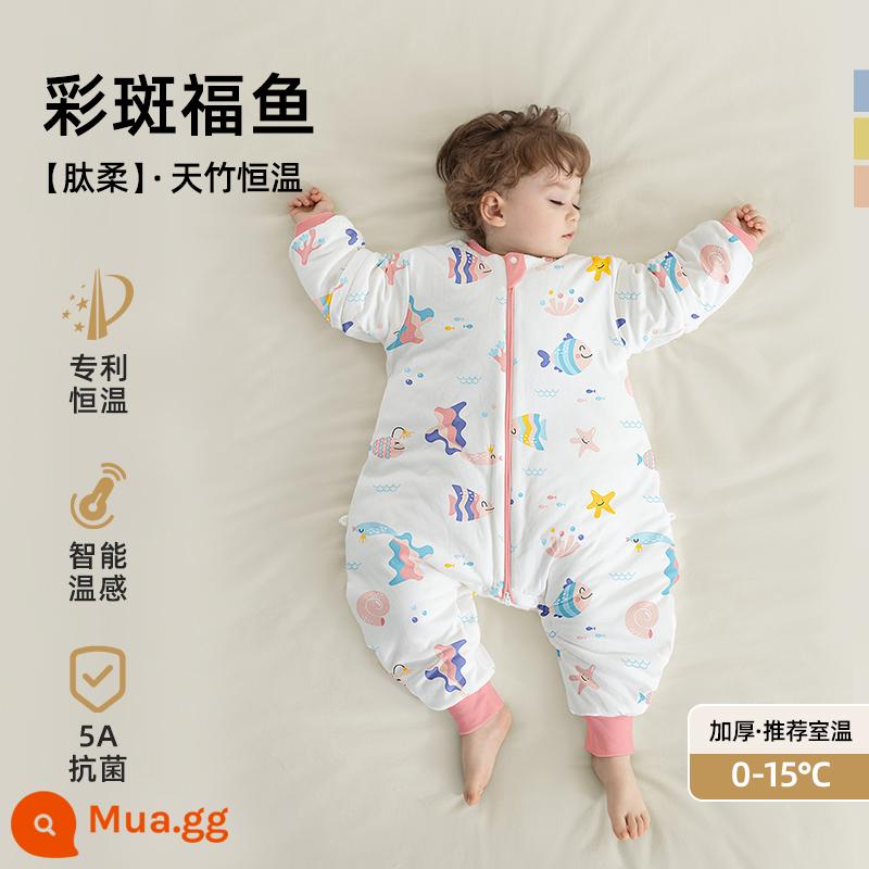 Túi ngủ trẻ em Betex mẫu xuân hạ thu đông nhiệt độ không đổi cotton nguyên chất bốn mùa phổ quát trẻ em chăn chống đá túi ngủ trẻ em chia chân - Nhiệt độ không đổi thông minh [dày lên vào mùa đông, nhiệt độ phòng 0-15oC] Cá đốm đầy màu sắc