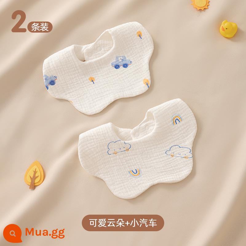 Betis yếm bé mùa thu đông nguyên chất cotton gạc nước bọt khăn ăn bé sơ sinh chống thấm nước chống nhổ nước bọt yếm - Những đám mây dễ thương + xe hơi [6 lớp chăm sóc]/2 gói