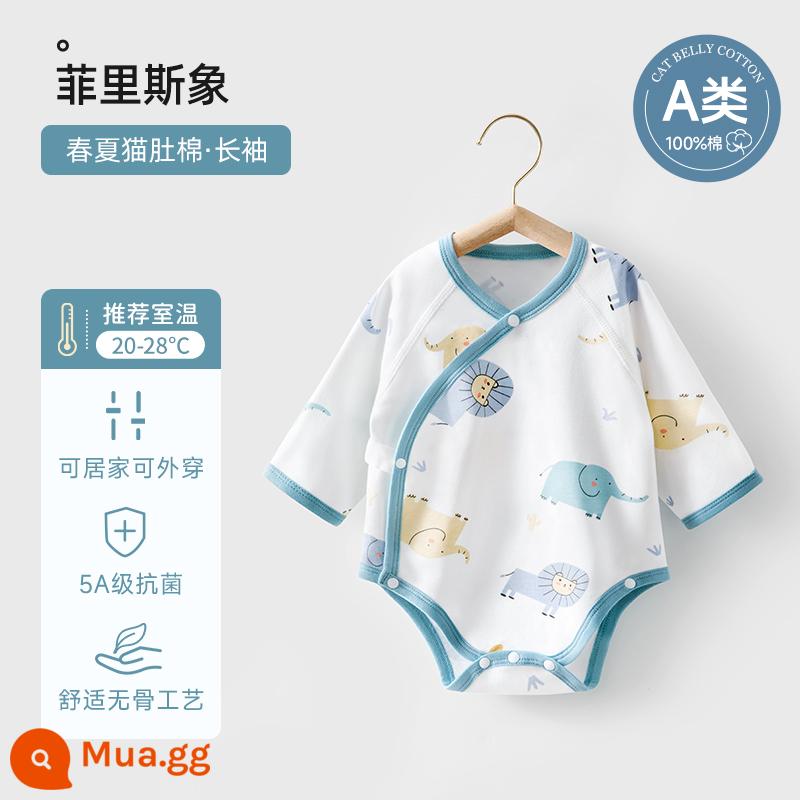 Quần áo đánh rắm cho bé Betis, quần áo một mảnh dài tay mùa xuân thu cho bé, áo hoodie cotton nguyên chất cho bé sơ sinh mùa hè - voi đu quay