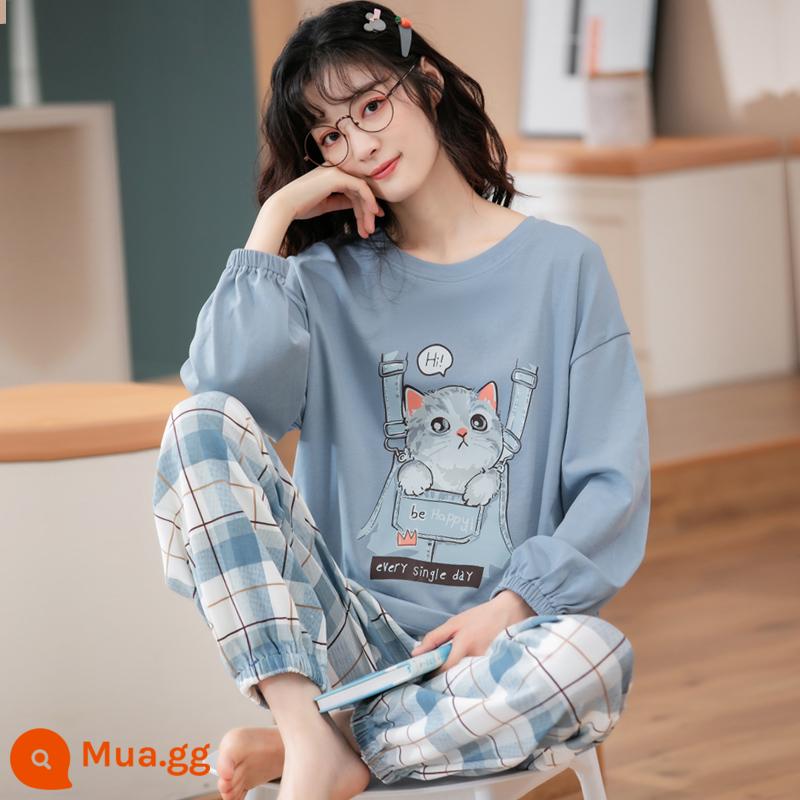 Bộ Đồ Ngủ Cho Nữ Xuân Thu 2023 Mới Dài Tay Nguyên Chất Cotton Mỏng Bé Gái Kẻ Sọc Mặc Nhà Hai Bộ đồ Mùa Hè - AC96283