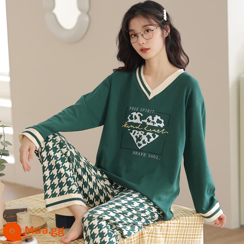 Bộ đồ ngủ nữ phong cách xuân thu 2023 mới cotton dài tay cỡ lớn cotton hè thu đông bộ đồ phục vụ tại nhà - 96517