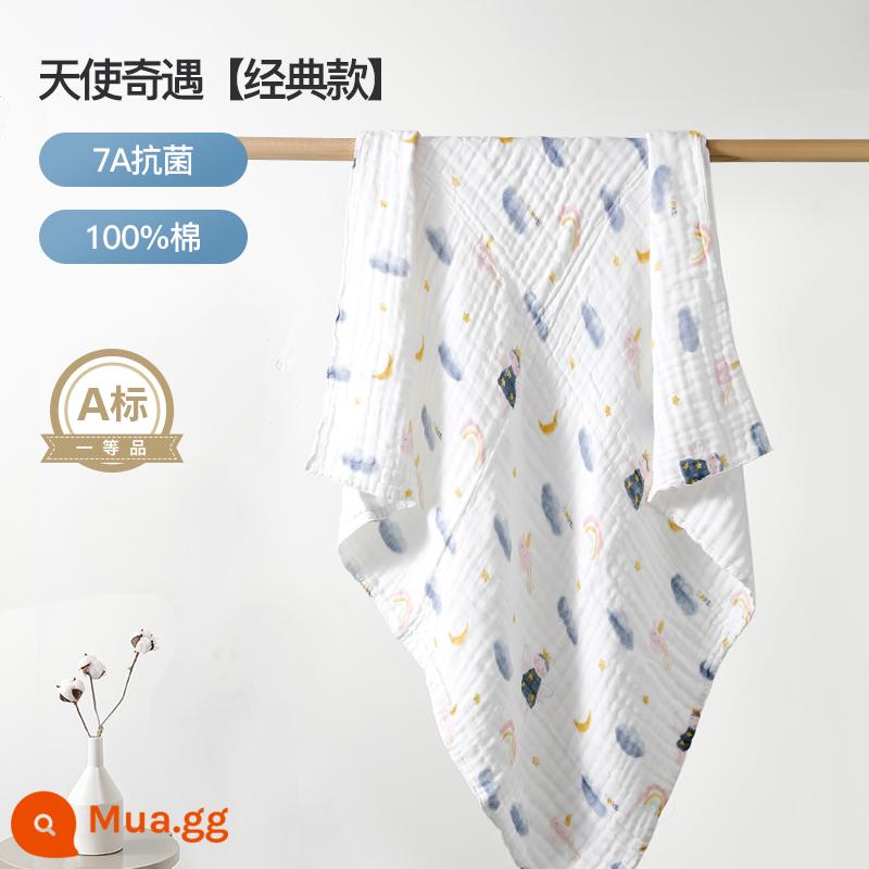 Manxi cho bé gạc tắm cotton sơ sinh bông tắm cho bé có mũ trùm đầu áo tắm trẻ em mùa xuân và mùa thu - Cuộc phiêu lưu của thiên thần