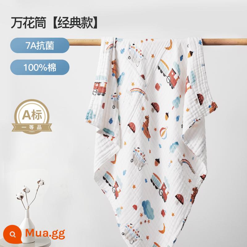 Manxi cho bé gạc tắm cotton sơ sinh bông tắm cho bé có mũ trùm đầu áo tắm trẻ em mùa xuân và mùa thu - kính vạn hoa