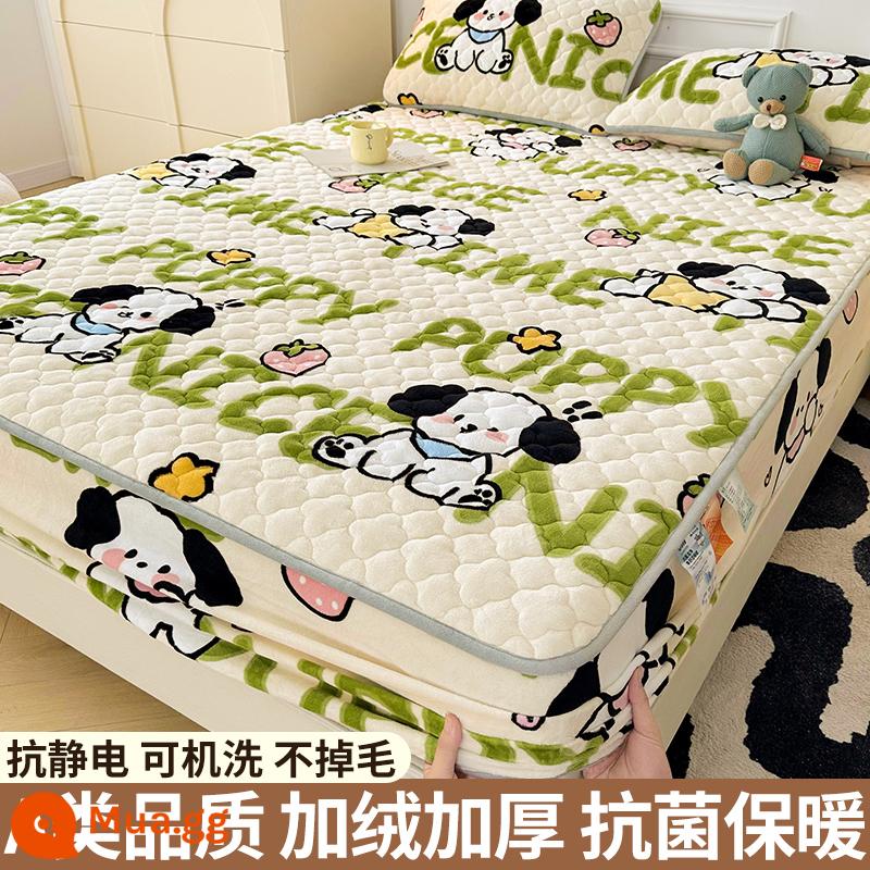 Nhung sữa chần bông trang bị tấm đơn mảnh san hô flannel trải giường mùa đông dày Simmons nệm giường túi trải giường - Lele Dog [Lớp A Kháng khuẩn/ấm áp và không rụng lông]