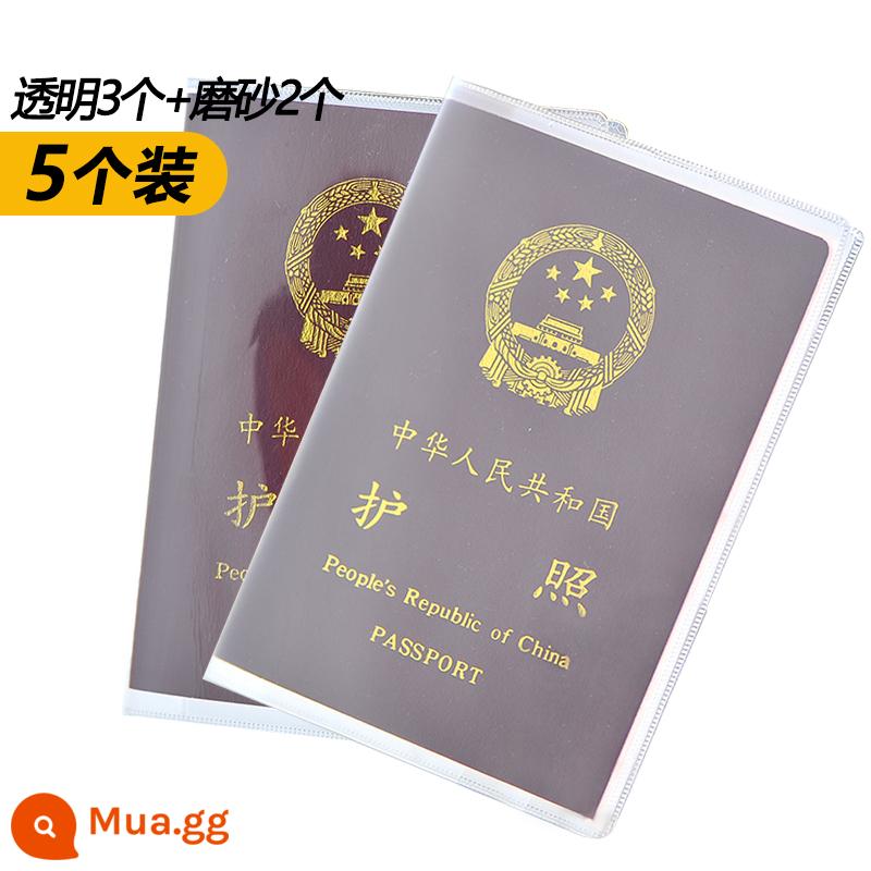 Bộ 5 túi hộ chiếu, bộ bảo vệ hộ chiếu, bao đựng hộ chiếu, bộ hộ chiếu du lịch nước ngoài trong suốt chống nước, vỏ hộ chiếu - Gói 5 cái [3 trong suốt + 2 mờ]