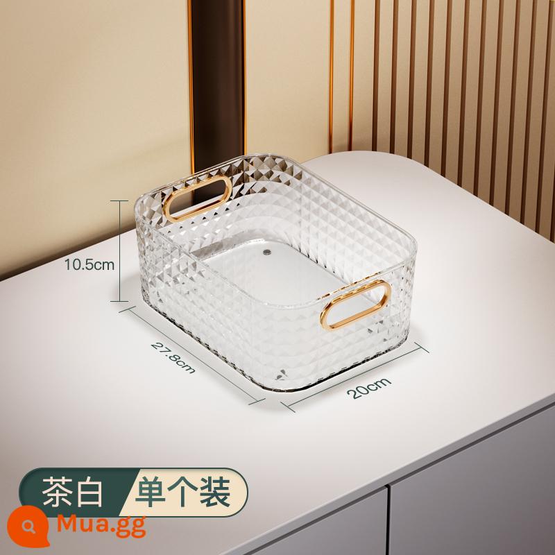 Ánh sáng sang trọng Máy tính để bàn Hộp lưu trữ mỹ phẩm Bàn trang điểm acrylic Mặt nạ Sản phẩm chăm sóc da Bàn cà phê linh tinh Giỏ đựng đồ ăn nhẹ - [Phong Cách Kim Cương] Pha Lê Trắng (1 Gói)