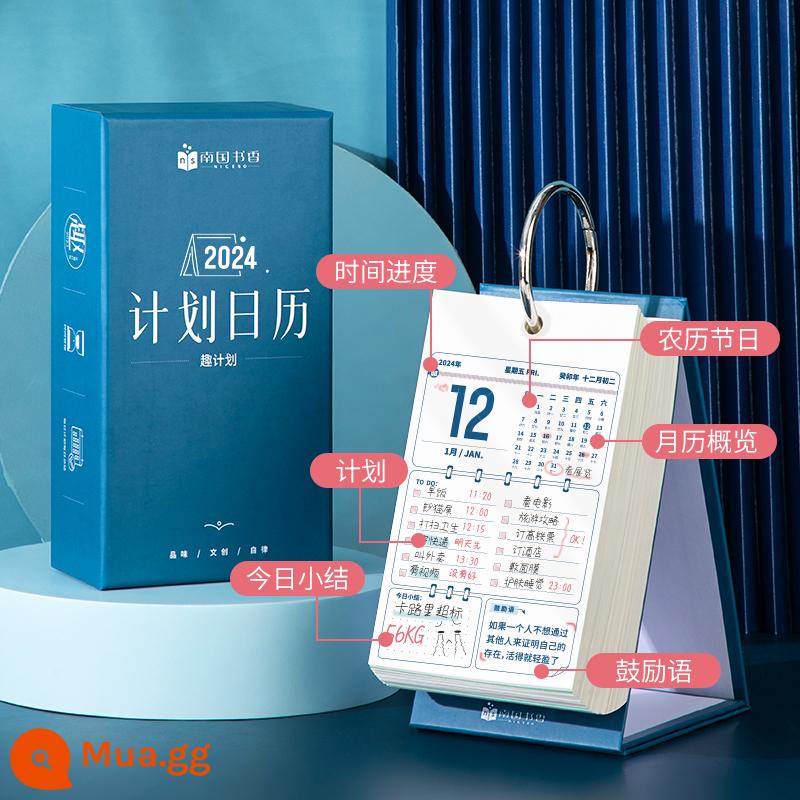 Lịch kế hoạch Nanguo Shuxiang 2023 kế hoạch tự kỷ luật hàng ngày thẻ đục lỗ notepad lịch để bàn sáng tạo quà tặng đóng hộp một trang một ngày lịch xé tay lịch đếm ngược có thể được tùy chỉnh - Lịch quy hoạch 2024-Dusk Mountain Blue [Tháng 11 năm 2023-Cả năm 2024]