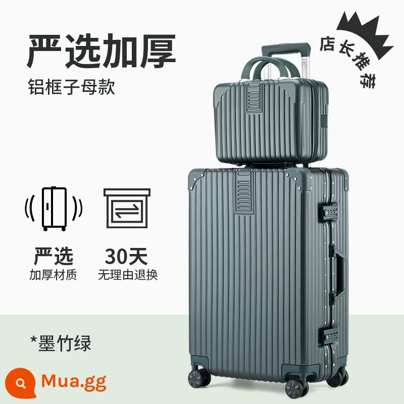 Vali nữ lên máy bay xe đẩy du lịch mạnh mẽ và bền dày nam bánh xe đa năng mật khẩu vali 24 inch dung tích lớn - Đen Tre Xanh [Khung nhôm được lựa chọn nghiêm ngặt Công suất phù hợp với kích thước gốc lớn hơn]