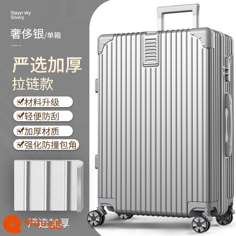 Khung Nhôm Hành Lý Tắt Tiếng Đa Năng Bánh Xe Đẩy Ốp Lưng 24 Inch Nữ Vali Bao Da 20 Mật Khẩu Lên Máy Bay bé Trai - Màu bạc sang trọng [dây kéo được lựa chọn cẩn thận]