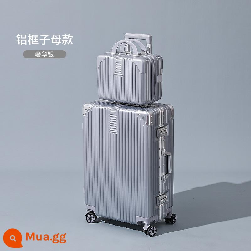 Khung Nhôm Hành Lý Tắt Tiếng Đa Năng Bánh Xe Đẩy Ốp Lưng 24 Inch Nữ Vali Bao Da 20 Mật Khẩu Lên Máy Bay bé Trai - Bạc sang trọng [khung nhôm mẹ chồng]