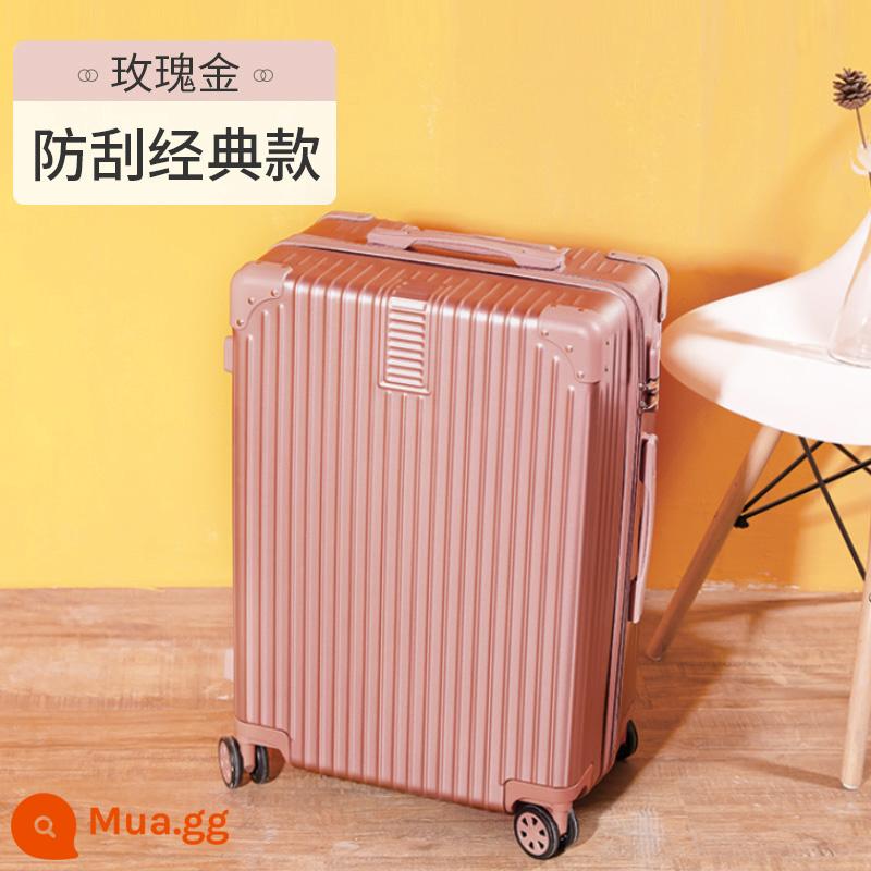 Khung Nhôm Hành Lý Tắt Tiếng Đa Năng Bánh Xe Đẩy Ốp Lưng 24 Inch Nữ Vali Bao Da 20 Mật Khẩu Lên Máy Bay bé Trai - Vàng hồng [dây kéo chống trầy xước]