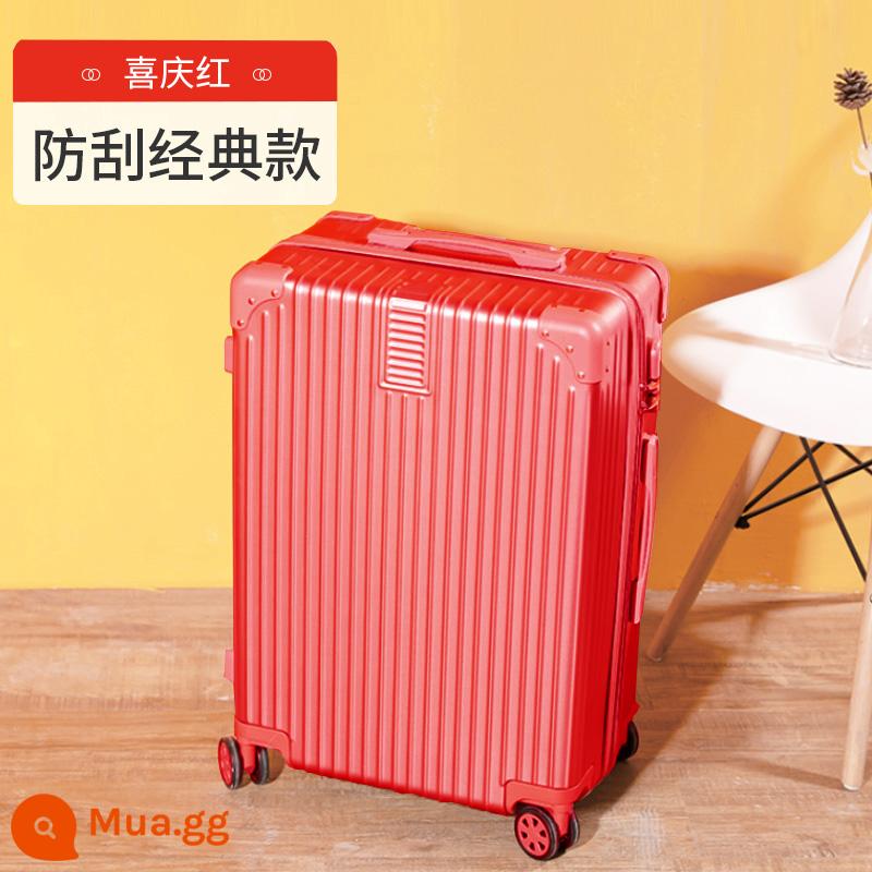 Khung Nhôm Hành Lý Tắt Tiếng Đa Năng Bánh Xe Đẩy Ốp Lưng 24 Inch Nữ Vali Bao Da 20 Mật Khẩu Lên Máy Bay bé Trai - Màu đỏ lễ hội [dây kéo chống trầy xước]