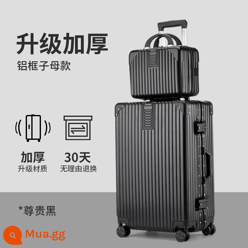 Vali nữ lên máy bay xe đẩy du lịch mạnh mẽ và bền dày nam bánh xe đa năng mật khẩu vali 24 inch dung tích lớn - Màu đen mát mẻ [nâng cấp khung nhôm mẹ và con - dung lượng phù hợp với kích thước lớn hơn]