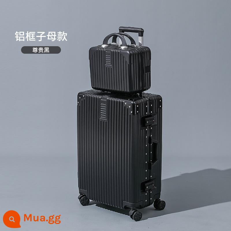 Khung Nhôm Hành Lý Tắt Tiếng Đa Năng Bánh Xe Đẩy Ốp Lưng 24 Inch Nữ Vali Bao Da 20 Mật Khẩu Lên Máy Bay bé Trai - Tính khí đen [mẹ chồng khung nhôm]