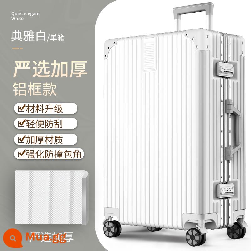 Khung Nhôm Hành Lý Tắt Tiếng Đa Năng Bánh Xe Đẩy Ốp Lưng 24 Inch Nữ Vali Bao Da 20 Mật Khẩu Lên Máy Bay bé Trai - Màu trắng thanh lịch [khung nhôm được lựa chọn nghiêm ngặt]