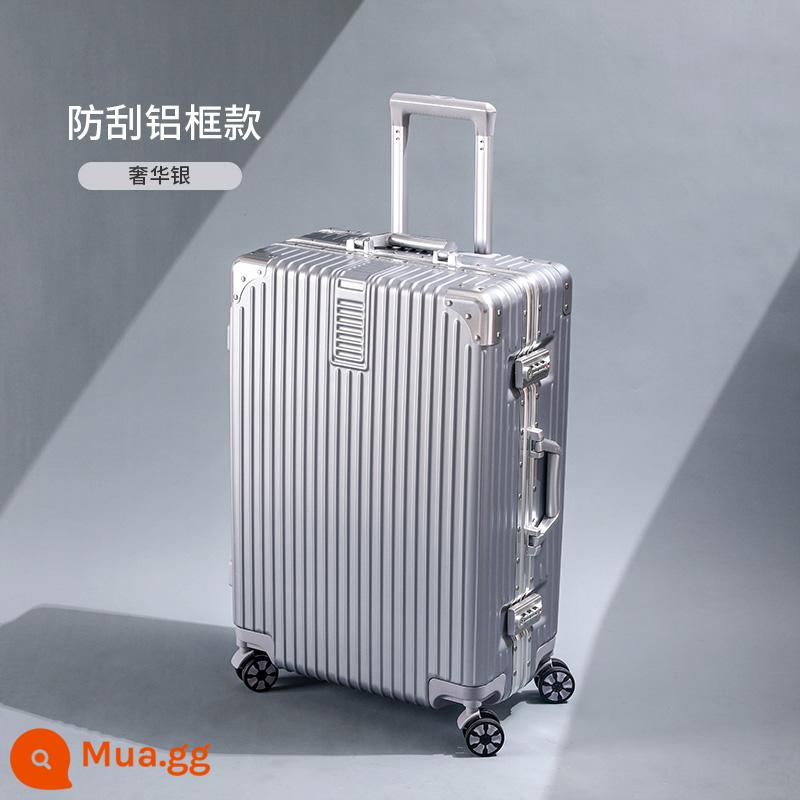 Khung Nhôm Hành Lý Tắt Tiếng Đa Năng Bánh Xe Đẩy Ốp Lưng 24 Inch Nữ Vali Bao Da 20 Mật Khẩu Lên Máy Bay bé Trai - Bạc sang trọng [Khung nhôm chống trầy xước]