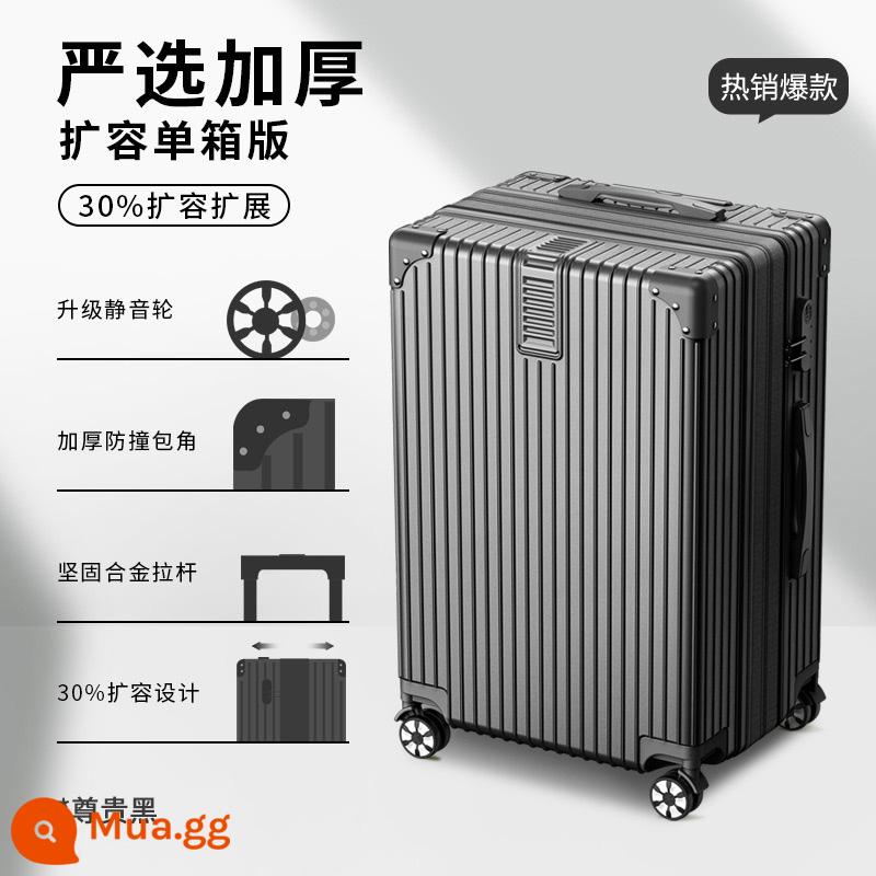 Vali Xe Đẩy Nữ Công Suất Lớn Vali Tắt Tiếng Đa Năng Bánh Xe Nam 24-Inch Mật Khẩu Lên Máy Bay bao Da Mới - Dark Night Black [Hộp khóa kéo mở rộng] [dung lượng lớn hơn và dung lượng lưu trữ nhiều hơn]