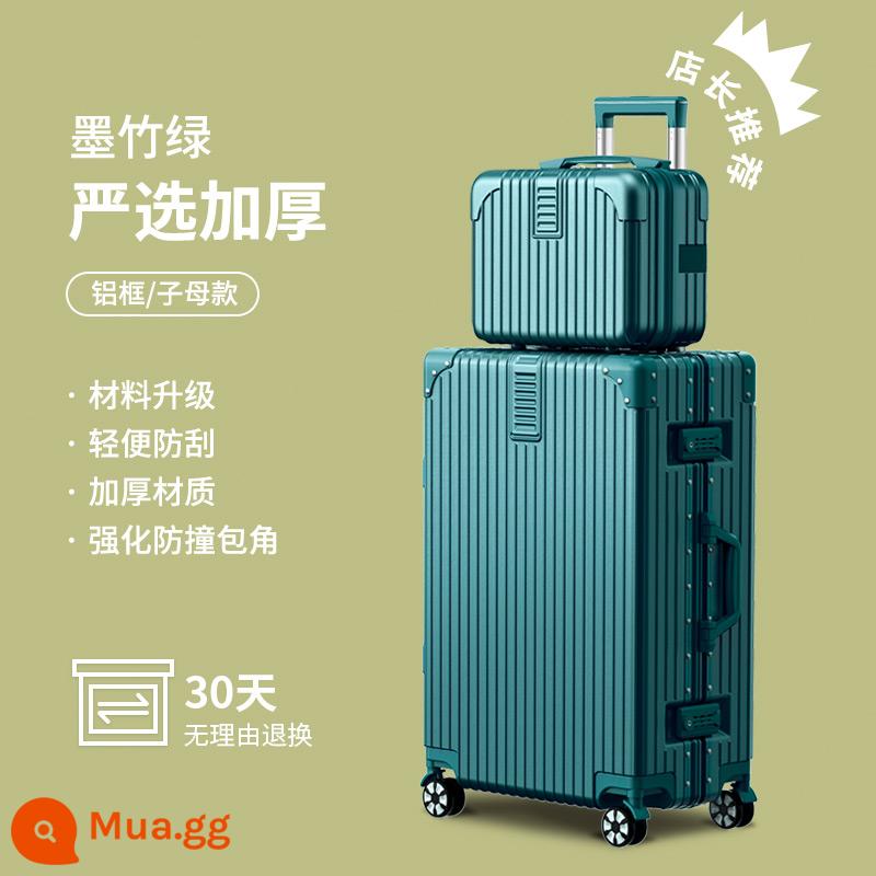 Vali nữ xe đẩy vali 24 inch 2022 bánh xe đa năng mới mật khẩu bao da 26 nam dung tích lớn 28 - Đen Tre Xanh [Khung nhôm được lựa chọn nghiêm ngặt Công suất phù hợp với kích thước gốc lớn hơn]