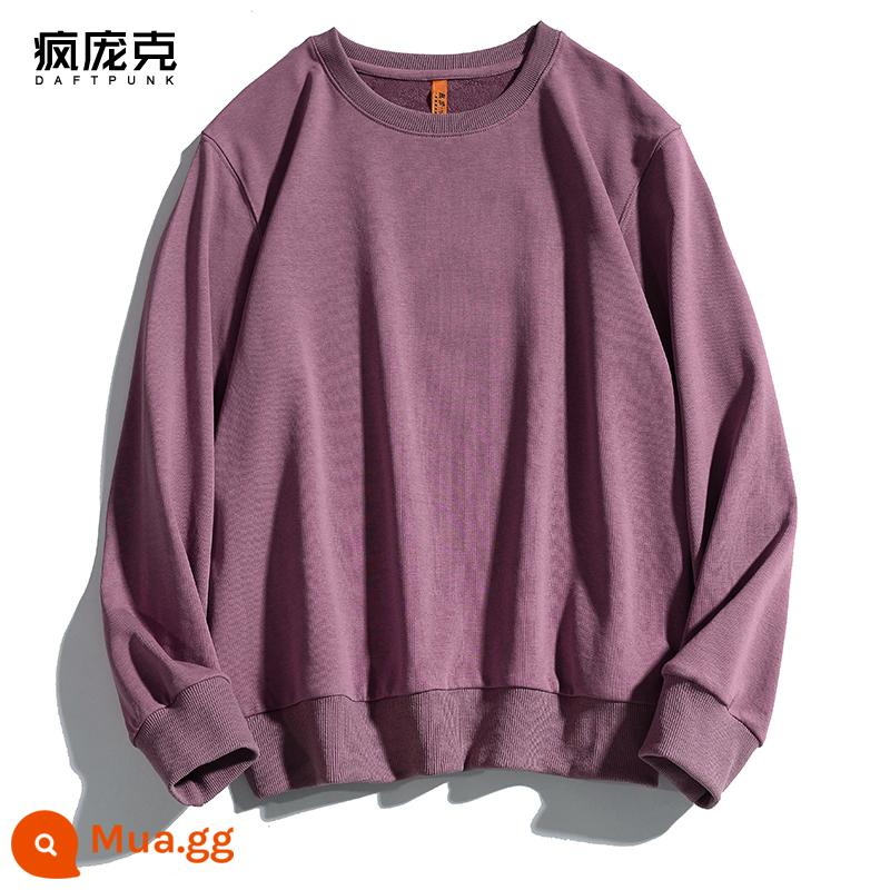 Mùa xuân và mùa thu mới hợp thời trang cotton áo len cơ bản không có mũ của phụ nữ quần áo lớp bên trong dài tay áo khoác nam và nữ áo chui đầu cặp đôi - 111 màu đỏ gỉ