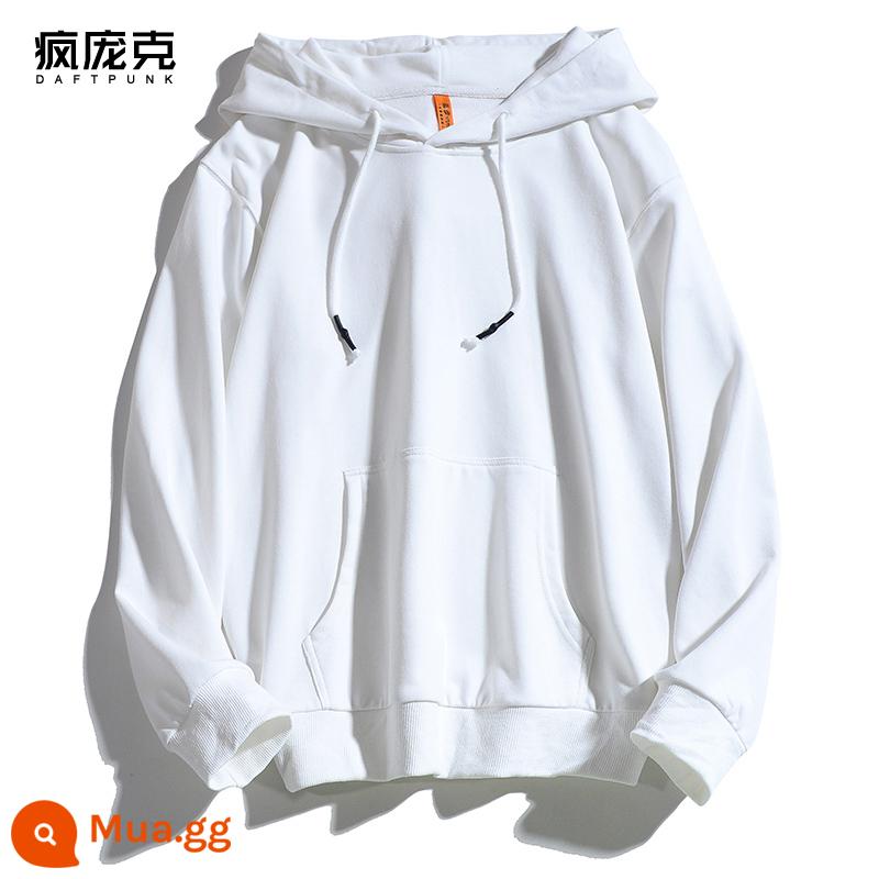 Plus Nhung Cotton Dày Dặn T Áo Hoodie Nữ Hàn Quốc Mới Rời Cổ Đại Học Gió Top Ins Màu Chui Đầu nam - 999 trắng-không nhung