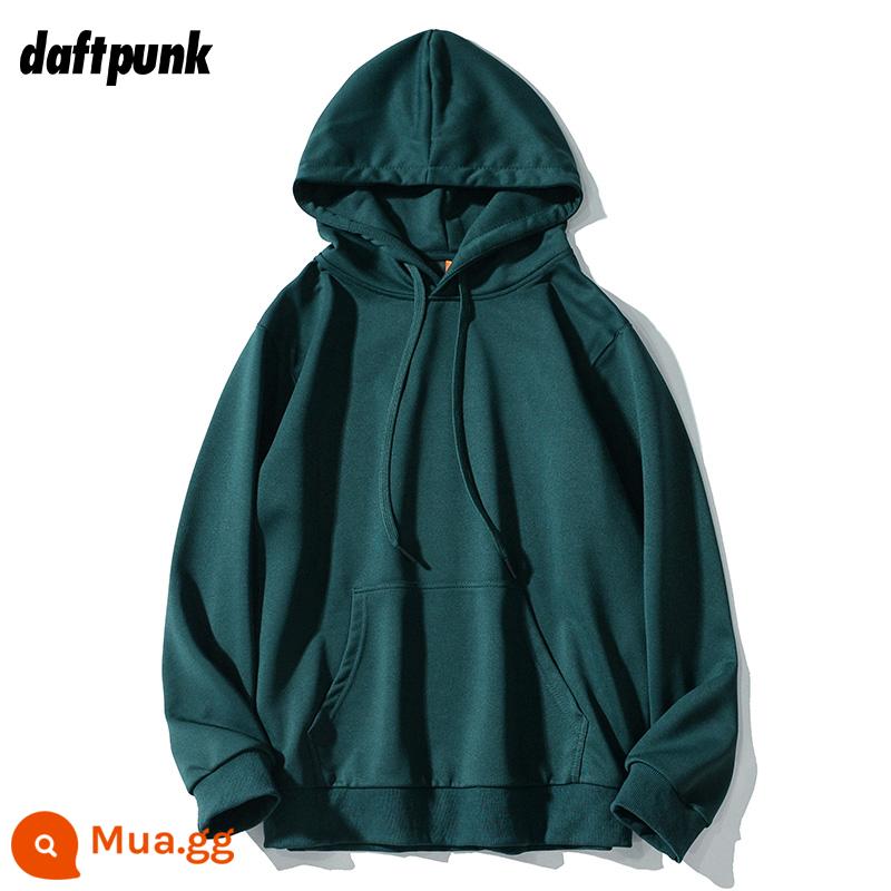 Mùa Thu Mới Retro Đỏ Rượu Lười Màu Trơn Hoodie Nam Nữ Tất Cả Trận Đấu Thường Cặp Đôi Áo Khoác - WY0707 Amazon Xanh