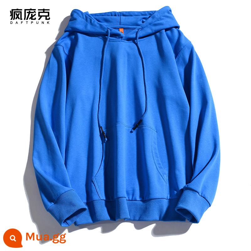 Plus Nhung Cotton Dày Dặn T Áo Hoodie Nữ Hàn Quốc Mới Rời Cổ Đại Học Gió Top Ins Màu Chui Đầu nam - 999 xanh hoàng gia-không nhung