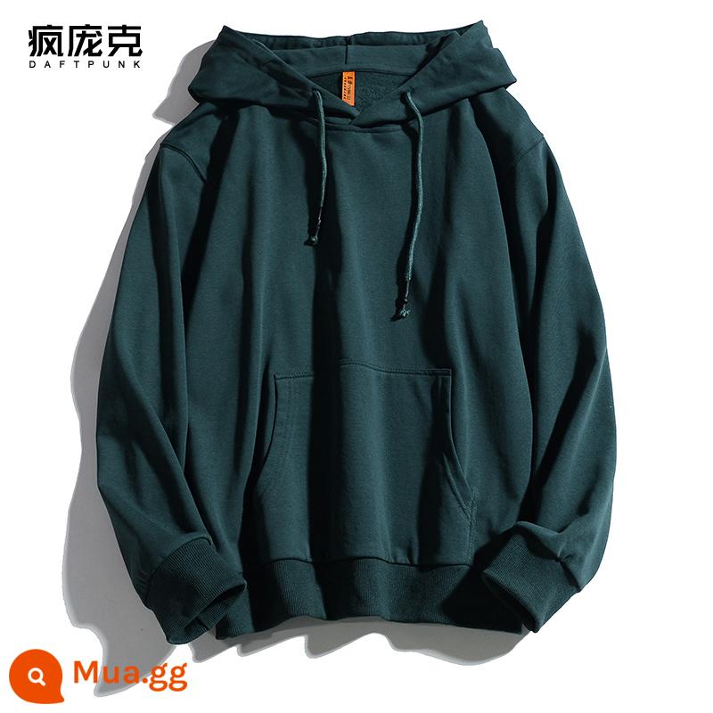 Plus Nhung Cotton Dày Dặn T Áo Hoodie Nữ Hàn Quốc Mới Rời Cổ Đại Học Gió Top Ins Màu Chui Đầu nam - 999 xanh rừng-không nhung