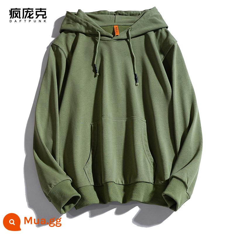 Plus Nhung Cotton Dày Dặn T Áo Hoodie Nữ Hàn Quốc Mới Rời Cổ Đại Học Gió Top Ins Màu Chui Đầu nam - Bơ 999 xanh-không nhung