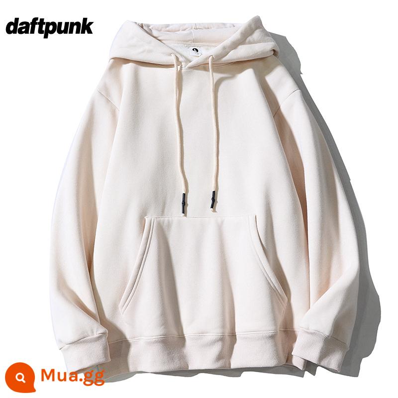 Nặng 500G Không Lông Cừu Mỹ Retro Có Mũ Nam Nữ Đồng Màu Lười Gió Cặp Đôi Áo Hoodie Plus Áo Khoác Nỉ - WY0369 kaki nhạt